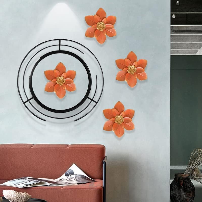 Picfarce Metal Flower Wall Art Decor, 10“ Rustic Modern Floral Sculpture, Distressed Iron Wall Hanging Home Decoration Accent Artworks for Indoor Kitchen Bedroom Living Room Office Outdoor Garden Patio - Image 3